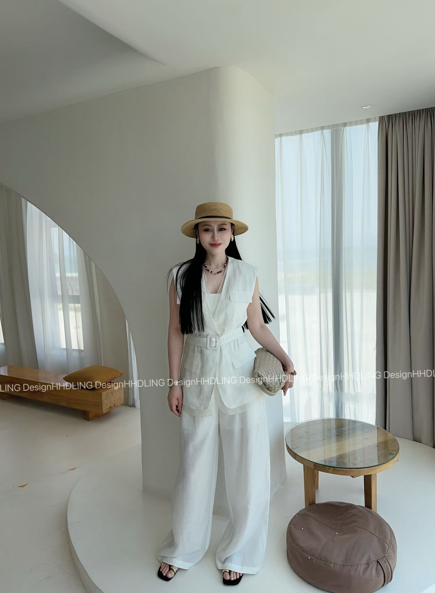 2026夏季新款韩版时尚百搭显瘦女潮系带收腰马甲+阔腿裤两件套女