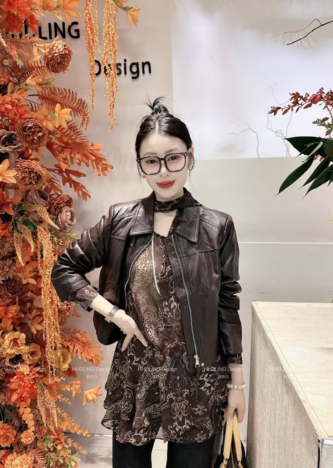 2025早秋新韩版时尚百搭显瘦宽松休闲上衣女潮翻领长袖皮衣外套