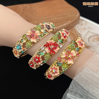 北京景泰蓝手镯女开口珐琅彩镯子时尚首饰复古新年送朋友伴手礼物