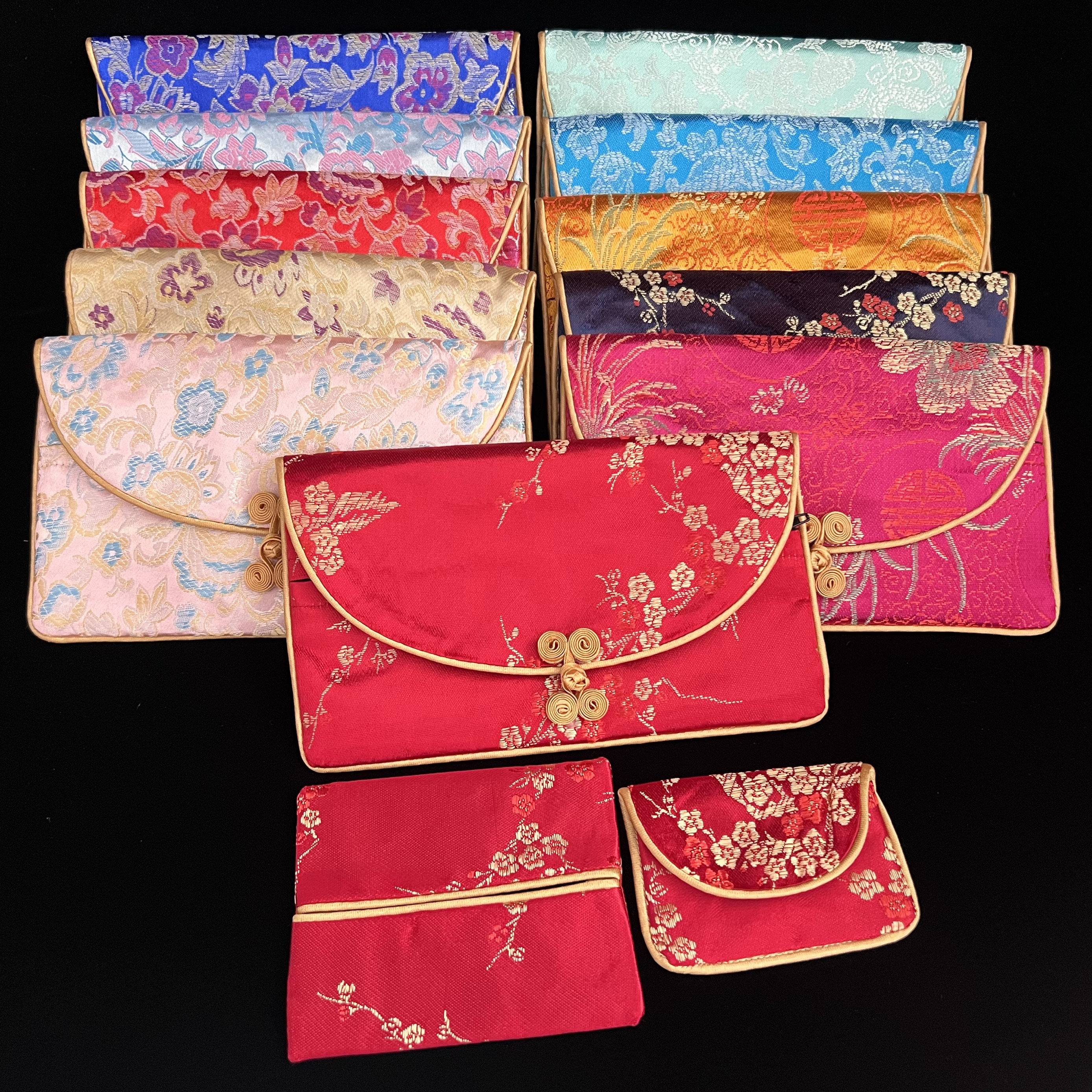 中式刺绣织锦缎三件套包/钱包/纸巾包零钱包女中国风特色外事礼品
