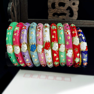 北京特色景泰蓝儿童手镯子开口女孩珐琅彩滴釉饰品故宫旅游纪念品