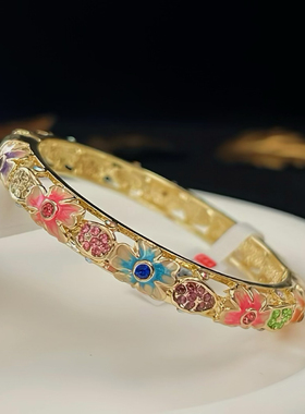 北京景泰蓝手镯开口合金古风镯子