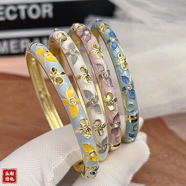 北京景泰蓝手镯女细圆形掐丝珐琅彩时尚镯子复古百搭风闺蜜送礼物