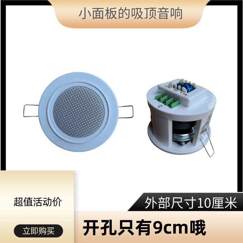 DS627超小尺寸天花开孔9厘米吸顶喇叭外壳直径10厘米功率3瓦音响