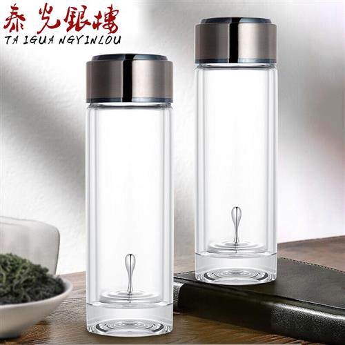 泰光银楼 银水杯足银水滴杯双层玻璃杯办公商务泡茶杯 水滴杯属于什么档次？