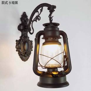 复古壁灯马灯220V电源接电式 饰灯怀旧主题灯 煤油灯型壁挂灯客厅装