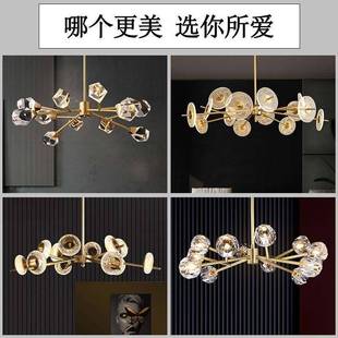 后现代轻奢简约吊灯全铜LED客厅灯家用餐厅亚克力导光板创意吊灯