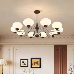 中古风客厅吊灯高级感法式 灯具 复古大厅主灯餐厅大气实木2025新款