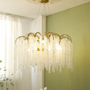 法式 个性 餐厅卧室水晶流苏吊灯 玻璃瀑布水晶灯客厅灯轻法美式 美式