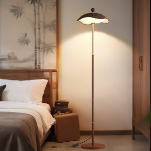 落地灯北欧复古中古客厅沙发装 饰氛围灯极简护眼卧室布艺床头灯具