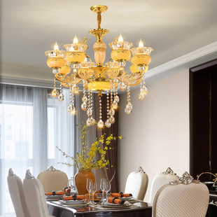 欧式 奢华大气别墅卧室餐厅灯具 水晶吊灯天然玉石客厅吊灯2025新款
