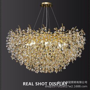 客厅吊灯水晶灯设计师轻奢树枝大气高档卧室灯创意餐厅艺术灯家用