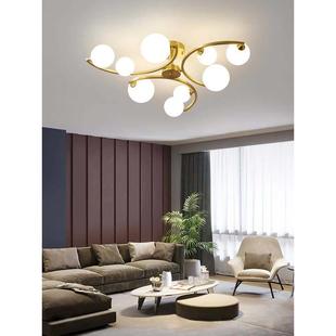 轻奢客厅灯吸顶灯后现代简约全铜吊灯魔豆分子卧室灯豪华北欧灯具