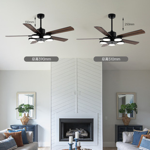 中古风吊扇灯风扇灯家用一体吊扇复古客厅餐厅大风力吸顶吊扇灯