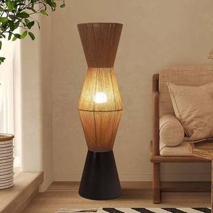 饰中山灯具 落地灯酒店民宿客厅样板房手工编织麻绳装 日式 设计师款