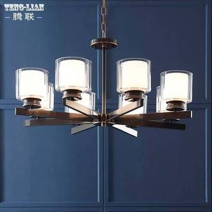 中式 黑刷金全铜客厅餐厅吊灯简约卧室餐厅书房吊灯酒店大厅灯具