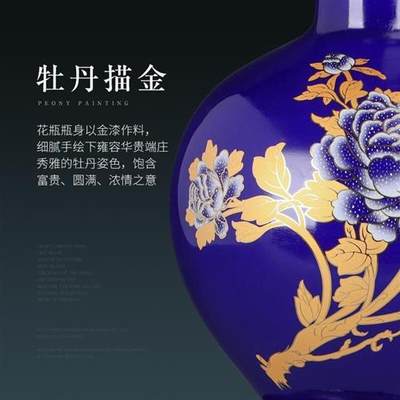 晨熙  景德镇陶瓷器花开富贵花瓶现代家居客厅工艺品摆件插花装饰