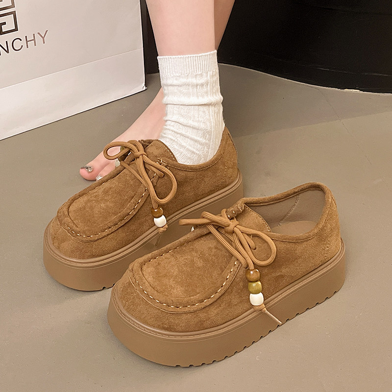 春季季松糕厚底系带乐福鞋女2026新款覆古百搭小个子增高勃0116z,女鞋,勃肯鞋/软木鞋,淘宝优惠券,粉丝福利购,淘宝优惠卷