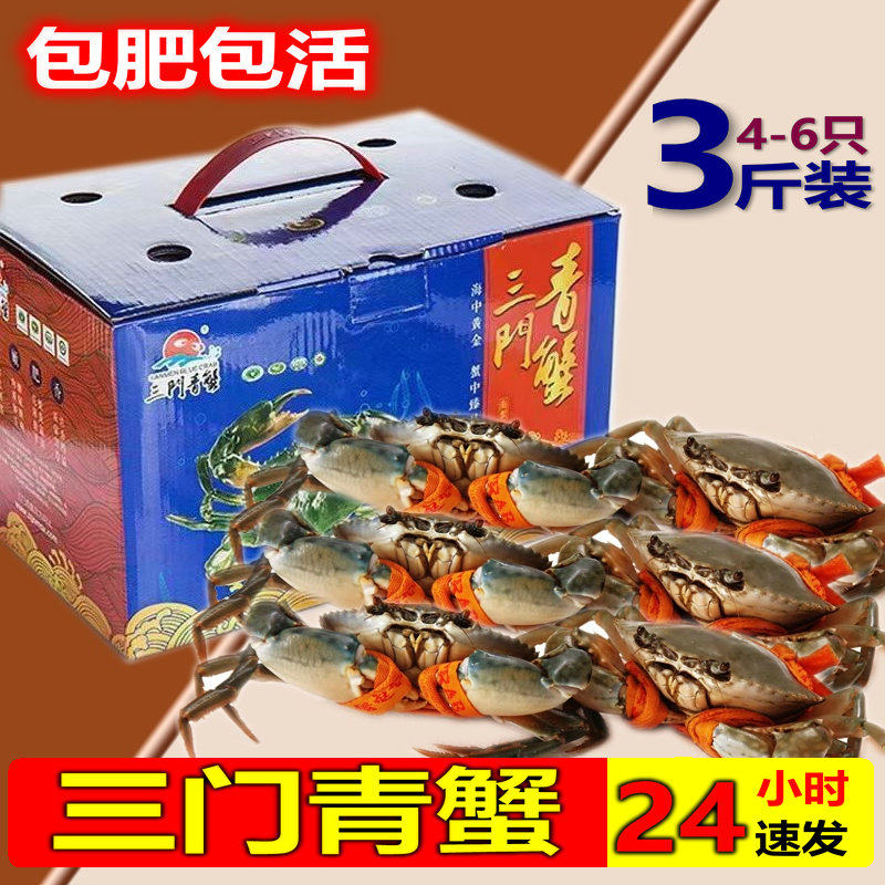 青蟹三门青蟹鲜活水产特大海螃蟹超大处子蟹肉蟹礼盒三斤装4-6只