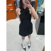 蝴蝶结碎花连衣裙提花交叉短裙子 白鹿同款 zui高品质 shushu