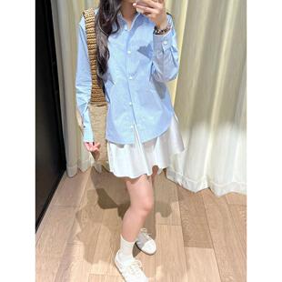 【zui高品质】marchen学院风松弛感蓝色条纹长袖衬衫宽松外套上衣