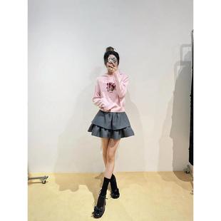 【zui高品质】shushu甜美学院风针织连帽卫衣女长袖刺绣毛衣sst