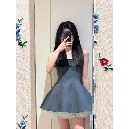【zui高品质】shushu 可拆卸抹胸挂脖连衣裙少女感网纱蓬蓬裙sst