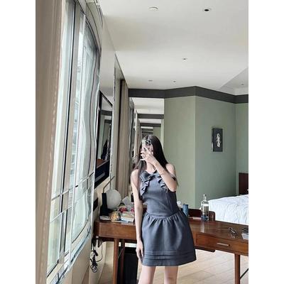 【zui高品质】shushu立体蝴蝶结装饰挂脖收腰连衣裙短裙子sst