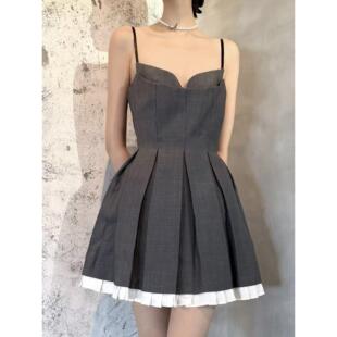 【zui高品质】shushu百褶吊带连衣裙优雅气质miu系公主生日裙sst