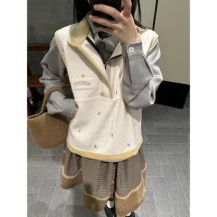 【zui高品质】marchen章若楠同款叠穿背心马甲落雪刺绣马夹上衣女