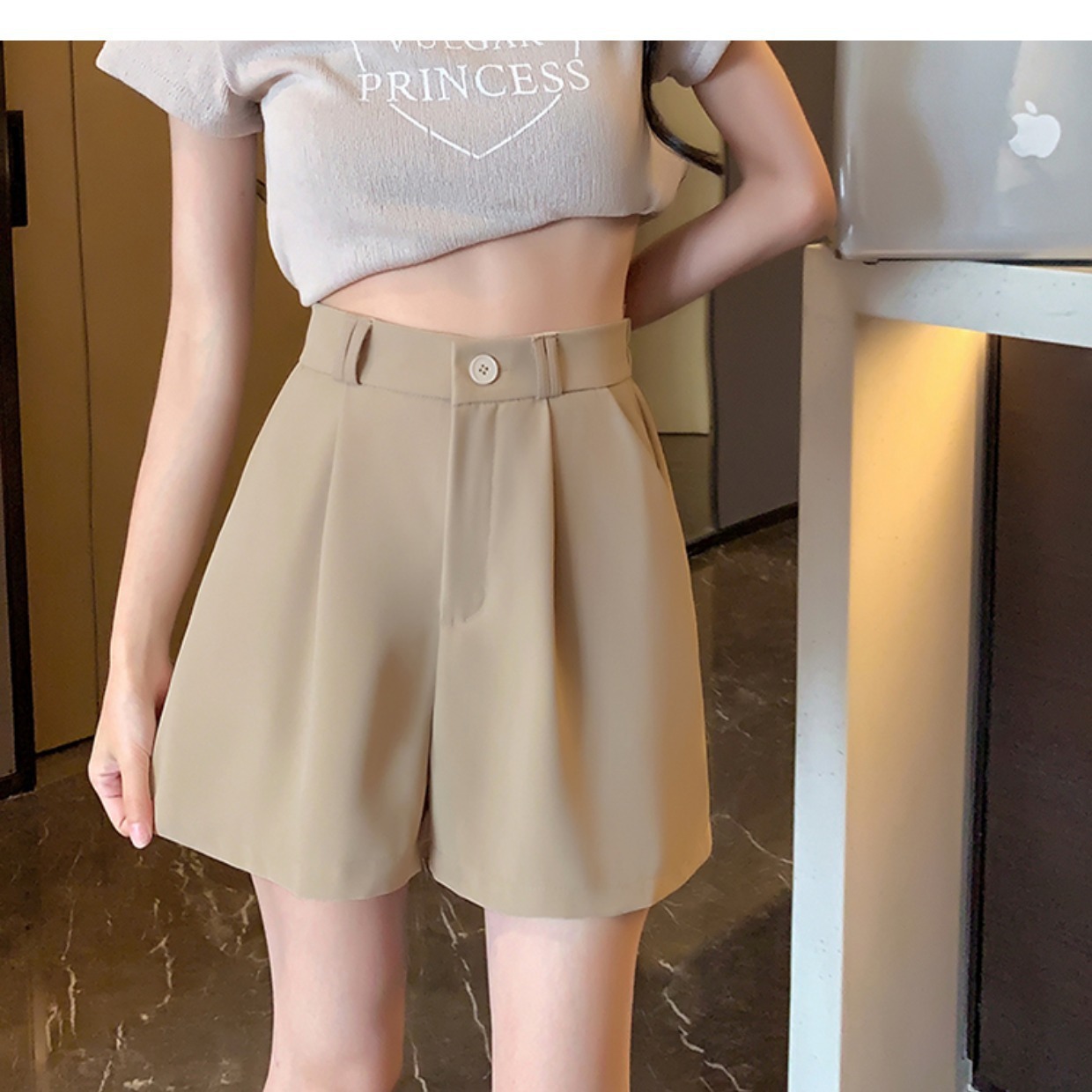 23小个子新款时尚休闲阔腿裤显瘦夏季薄款高腰宽松20西装短裤女