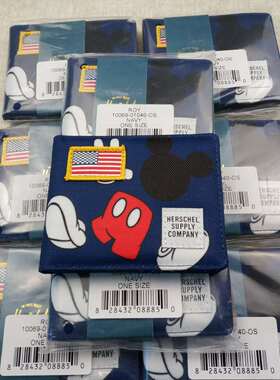 包邮 Herschel x Disney Mickey 联名款 Roy Wallet 深蓝短夹