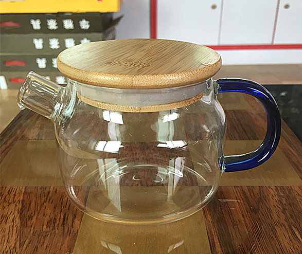 包邮耐高温玻璃竹盖子花草茶具