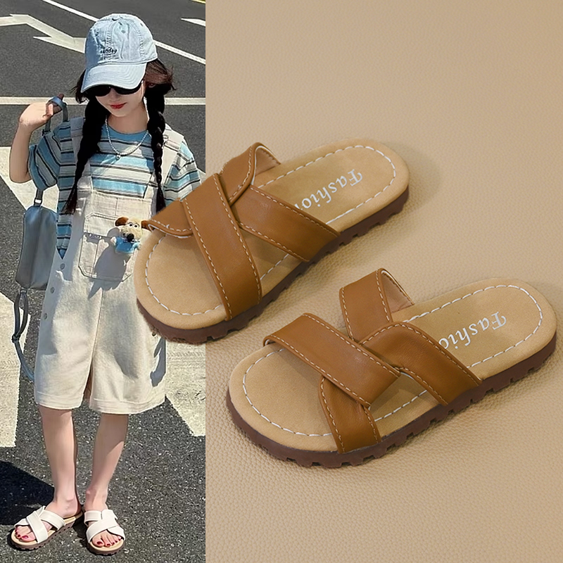 拖鞋女童外穿2025夏季海边沙滩鞋勃肯凉拖鞋女大童一字拖软底防滑