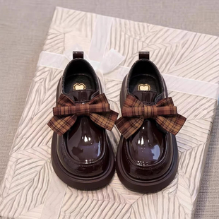 女童公主鞋2026春秋新款儿童皮鞋配裙子蝴蝶结乐福鞋漆皮女宝单鞋