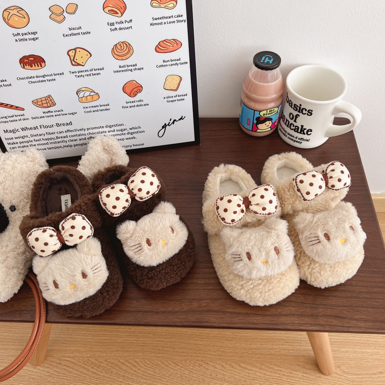 kt猫女童毛毛拖鞋2025冬季新款儿童棉拖鞋女宝宝包头拖鞋两穿包跟