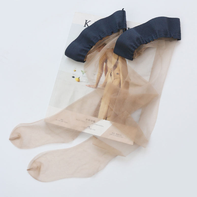 香雪集夏季超薄隐形长筒丝袜女薄款女防滑落硅胶长筒袜性感过膝袜