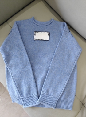fei25新款Bbr明牌贴 套头蓝色针织毛衣