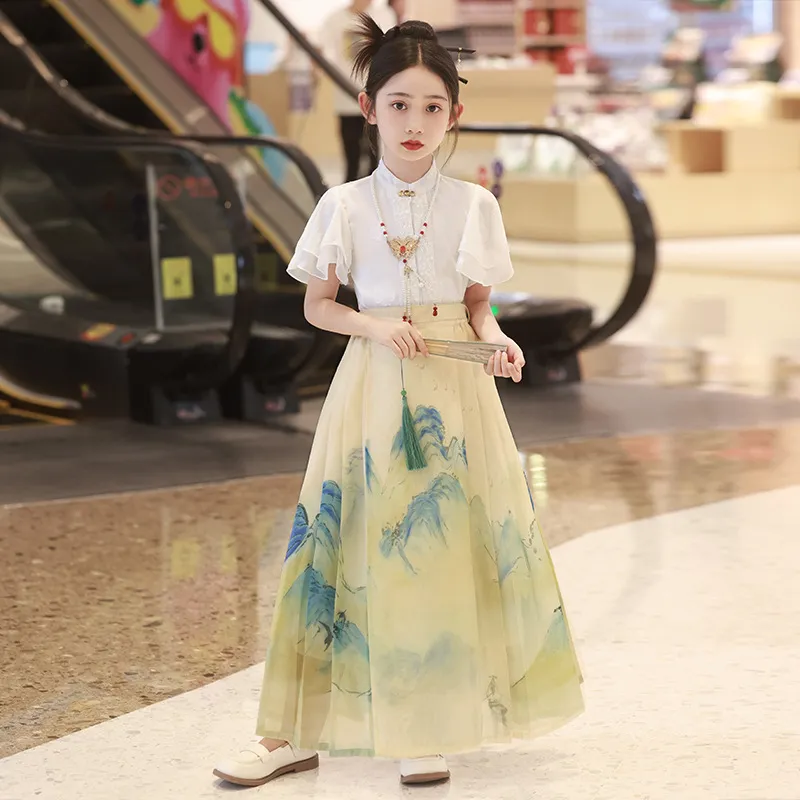 马面裙女童套装2025新款儿童装汉服夏季中国风夏装女孩古风连衣裙