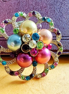 漂亮的五色太阳花镂空质感弹性圈戒指【设计师作品/满百包邮】