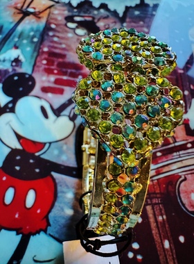 双心春天气息弹簧开合硬性满钻手镯[欧美复古独家孤品/满100包邮]