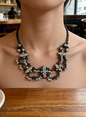 璀璨星河轻奢宫廷风水晶钻打标晚宴链[满百包邮欧美首饰独家孤品]