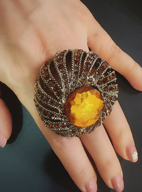 复古镂空镶满钻戒指高级中古小众精致夸张个性指环设计师哥特作品