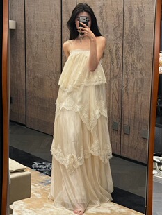 仙德瑞拉 2026仙女早春漂亮连衣裙蕾丝吊带裙女重工多层蛋糕裙女