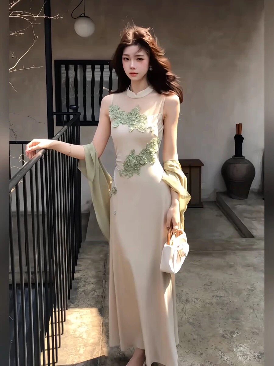 初夏富家千金女神范气质高级感新中式国风防晒开衫旗袍连衣裙套装