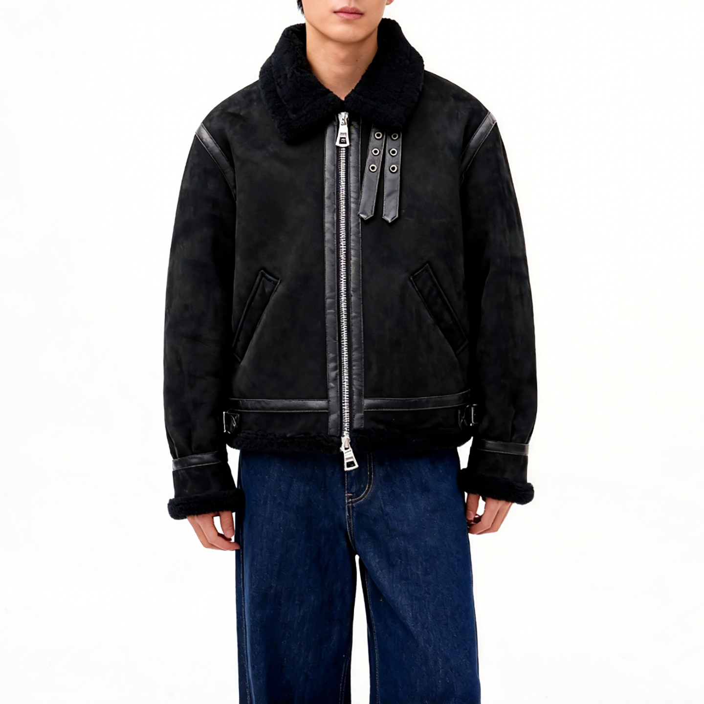 VIVIIVII雾面反绒进口短宽B3皮衣