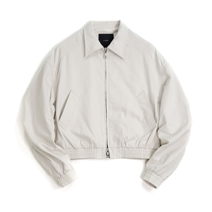 The General Jacket 石膏白清水洗棉重缎厚斜铜氨春夏高腰短夹克