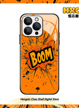 橙色潮酷BOOM爆炸苹果15手机壳iPhone16promax小米14华为p50街头风OPPO个性vivo小众高级感一加12荣耀x50适用