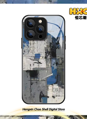 拼接蓝色油画墙纸手机壳苹果15华为p60适用iPhone13promax小米14高级感OPPO个性vivo创意一加ace5荣耀300硅胶