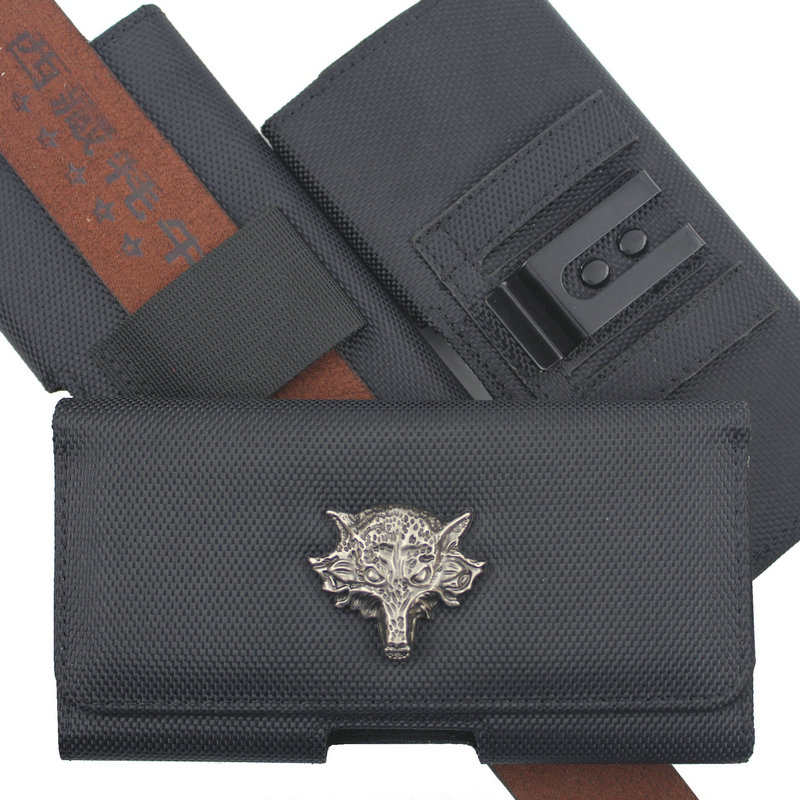 个性标横款帆布单层腰包男士